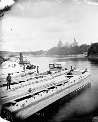 Titre original&nbsp;:  MIKAN 3372209 Shipping Lumber, Booth&#39;s lumber yards, Ottawa, Ont. [ca. 1873]. [107 KB, 600 X 744]