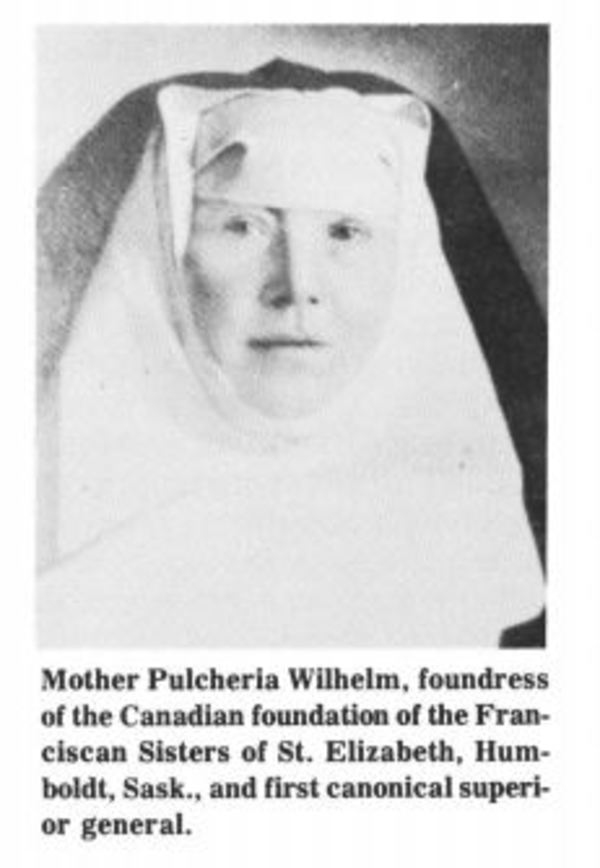 Titre original :  Mother Pulcheria Wilhelm, foundress of the Canadian foundation of the Franciscan Sisters of St. Elizabeth, Humboldt, Sask., and first canonical superior general. 
From: 