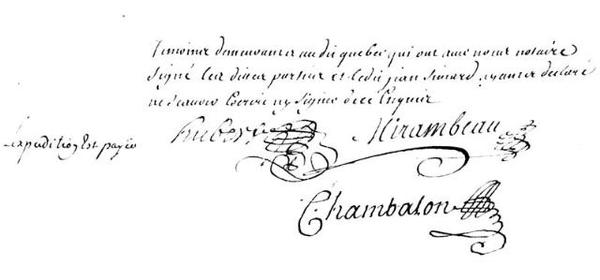 Titre original :  Acte notarié par Louis Chambalon
