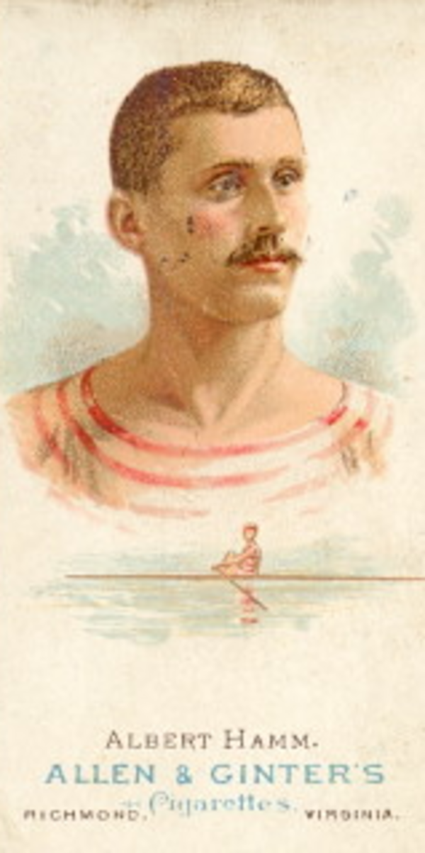 Titre original :    Description English: Photo of Albert Hamm, Oarsman (Rower) from an Allen and Ginters card. Date 1887(1887) Source Original publication: 1887 - Allen and Ginter Tobacco Card Immediate source: https://www.gfg.com/baseball/oars.shtml Author Allen and Ginter Tobacco Card



