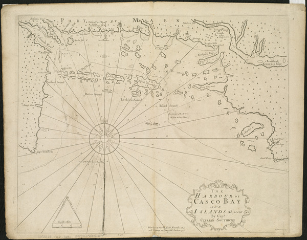 Titre original :    Warning Some browsers may have trouble displaying this image at full resolution: This image has a large number of pixels and may either not load properly or cause your browser to freeze. Interactive large-image-viewer (non-Flash)

Description Zoom into this map at maps.bpl.org. Author: Southack, Cyprian Publisher: Mount, Richd. & Tho. page Date: 1720 Location: Casco Bay (Me.) Dimension 44x54cm Scale: Scale not given Call Number: G3732.C3 1720 .S68x Date 30 April 2010(2010-04-30), 16:09 Source The harbour of Casco Bay and islands adjacent Uploaded by Fæ Author http://maps.bpl.org

